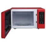 Magic Chef 0.9 Cubic Feet 900 Watt Small Stainless Countertop Microwave Oven for Compact Spaces w/ 6 Pre Programmed Cooking Modes, Red
