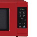 Magic Chef 0.9 Cubic Feet 900 Watt Small Stainless Countertop Microwave Oven for Compact Spaces w/ 6 Pre Programmed Cooking Modes, Red