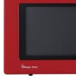 Magic Chef 0.9 Cubic Feet 900 Watt Small Stainless Countertop Microwave Oven for Compact Spaces w/ 6 Pre Programmed Cooking Modes, Red