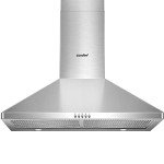 COMFEE' CVP30W6AST Ducted Pyramid Range 450 CFM Stainless Steel Wall Mount Vent Hood with 3 Speed Exhaust Fan, 5-Layer Aluminum Permanent Filters, Two LED Lights, Convertible to Ductless, 30 inches