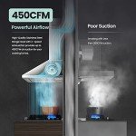 COMFEE' CVP30W6AST Ducted Pyramid Range 450 CFM Stainless Steel Wall Mount Vent Hood with 3 Speed Exhaust Fan, 5-Layer Aluminum Permanent Filters, Two LED Lights, Convertible to Ductless, 30 inches