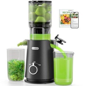 Juicer Machines, ECOSELF 4.35" Large Feed Chute for Family Needs, Professional Hands Free Cold Press Juicer For Whole Fruits & Vegetables, Self Feeding for Juice Extractor Machine, Easy to Clean
