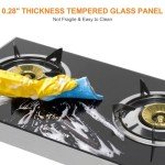 Camplux Propane Gas Cooktop Tempered Glass Double Burners Stove Auto Ignition LPG