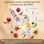 TTFTTF Glass Food Processor with 4 Blades & 4 Bowls (8 Cup + 3x0.5 Cup), Small Food Processor& Meat Grinder - Compact Design for Meal Prep, Baby Food, Sauces - Dishwasher Safe