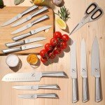 imarku Kitchen Knife Set with Block and Built-in Sharpener, Japanese Stainless Steel 14-Piece Knife Set with Utility Knife, Dishwasher Safe, Non-Slip Ergonomic Handles, Essential Gift for Home Cooks