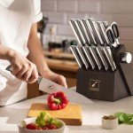 imarku Kitchen Knife Set with Block and Built-in Sharpener, Japanese Stainless Steel 14-Piece Knife Set with Utility Knife, Dishwasher Safe, Non-Slip Ergonomic Handles, Essential Gift for Home Cooks