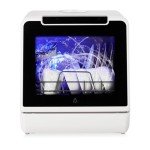 Portable Dishwasher Countertop, Dishwasher Countertop 5L Built-In Water Tank, No Hookup Needed, 5 Washing Programs, 360° Dual Spray, Baby Care & Air-Drying Function for Apartments