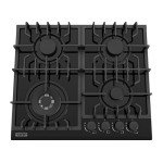 Empava 24" Gas Cooktop with 4 Italy Sabaf Sealed Burners NG/LPG Convertible Tempered Glass in Black Model 2020, 24 Inch
