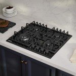 Empava 24" Gas Cooktop with 4 Italy Sabaf Sealed Burners NG/LPG Convertible Tempered Glass in Black Model 2020, 24 Inch