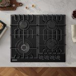 Empava 24" Gas Cooktop with 4 Italy Sabaf Sealed Burners NG/LPG Convertible Tempered Glass in Black Model 2020, 24 Inch