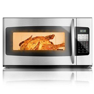 Smad 1.6 Cu. Ft. Over the Range Microwave 30 Inch with Vent, 1000 Watts Rangetop Microwave with 300 CFM, ECO Mode, LED Lighting and Child Lock, Stainless Steel