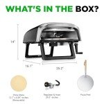 NutriChef Outdoor Pizza Oven with 360° Rotating Pizza Stone | Adjustable Heat Control Dial, Includes Pizza Peel, Stone & Regulator with Hose | Cooks 12" Pizza in 60 seconds | 25.2 x 16.1 x 14 IN