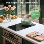 Electric Cooktop 2 Burners 110V~120V, 12'' Plug in Electric Stove Top,Countertop or Built-in,Ceramic Glass,Sensor Touch Control,Timer,9 Power Levels,Portable,1800W