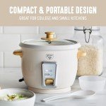 GreenLife Electric Rice Cooker, 3-Cups Uncooked/6-Cups Cooked, Removable PFAS-Free Nonstick Pot, One-Switch Design, Auto Keep Warm, Small Space Saving, Rice Paddle, Soup, Grains, Oatmeal, 1.5 QT, Cream