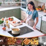 Electric Cooktop 2 Burners 110V~120V, 12'' Plug in Electric Stove Top,Countertop or Built-in,Ceramic Glass,Sensor Touch Control,Timer,9 Power Levels,Portable,1800W