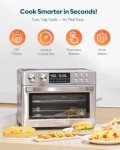 28QT Air Fryer Toaster Oven Combo, Large 12-in-1 Convection Countertop Oven with 3-Layer Cooking, Rotisserie for Chicken, 6 Heating Tubes, Fast Preheat, Fit 11" Pizza, All Accessories, Stainless Steel