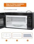 Commercial Chef 1.7 Cu. Ft. Over-The-Range Microwave Oven, 1000 Watt Microwave with 10 Power Levels, 300 CFM Hidden Vent Hood Fan, Touch Controls, LED Display, 10 Preset Options, CHMR17GB, Black
