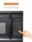 Commercial Chef 1.7 Cu. Ft. Over-The-Range Microwave Oven, 1000 Watt Microwave with 10 Power Levels, 300 CFM Hidden Vent Hood Fan, Touch Controls, LED Display, 10 Preset Options, CHMR17GB, Black