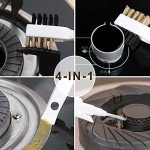 Kitchen Stove Cleaning Brush + Scraper Tool Set, Brass Wire Brushes for Range Hood Grease Grime, Rust Cleaner Heavy Duty Stainless Steel Putty Scraper for Gas Burners Cooktop Pot Pan
