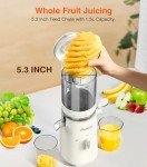 Cold Press Juicer, Zasmira Juicer Machines with Large Feeding Chute, Powerful Slow Juicer with Pulp Seperation, 99.6% Juice Purity, Easy to Clean, White