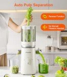 Cold Press Juicer, Zasmira Juicer Machines with Large Feeding Chute, Powerful Slow Juicer with Pulp Seperation, 99.6% Juice Purity, Easy to Clean, White