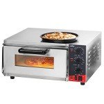 CROSSON ETL Listed Countertop Electric Indoor Commercial Pizza Oven with Pizza Stone And 30-minitue Timer,Indoor Stainless Steel Commercial Pizza Maker for Restaurant Home Use,120V/1800W