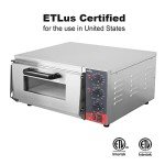 CROSSON ETL Listed Countertop Electric Indoor Commercial Pizza Oven with Pizza Stone And 30-minitue Timer,Indoor Stainless Steel Commercial Pizza Maker for Restaurant Home Use,120V/1800W