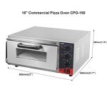 CROSSON ETL Listed Countertop Electric Indoor Commercial Pizza Oven with Pizza Stone And 30-minitue Timer,Indoor Stainless Steel Commercial Pizza Maker for Restaurant Home Use,120V/1800W