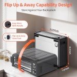 Beelicous Pro 19QT Digital 8-in-1 Air Fryer Toaster Oven, 550°F Flavor-Lock Tech, Flip Up & Away Capability, 40+ Recipes, Airfryer Countertop Oven Combo, 4 Accessories, Fit 13" Pizza Black