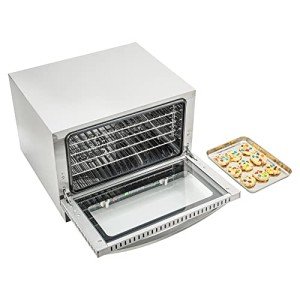 Restaurantware Hi Tek Half Size Convection Oven 1 Countertop Electric Oven - 1.5 Cu. Ft. 120V Stainless Steel Commercial Convection Oven 1600W 4 Racks Included