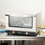 Restaurantware Hi Tek Half Size Convection Oven 1 Countertop Electric Oven - 1.5 Cu. Ft. 120V Stainless Steel Commercial Convection Oven 1600W 4 Racks Included