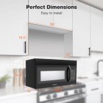 30" Over the Range Microwave Oven, ThermoMate 1.7 Cu. Ft. Capacity Microwave Over the Stove with One Touch, 1000 Cooking Watts, 300 CFM, 10 Power Levels, LED Lighting, Black