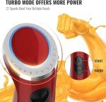 KOIOS 5-in-1 Hand Immersion Blender, 1000W 12 Speed Handheld Blender Stick with Copper Motor Stainless Steel Blade, 600ml Mixing Beaker,500ml Food Processor, Whisk, Milk Frother, Non-BPA, Red