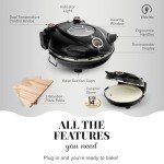 PIEZANO 14 Inch Extra Large Crispy Crust Pizza Oven by Granitestone – Family Sized Electric Pizza Oven Indoor Countertop Maker with Stone Heats up to 800˚F for Stone Baked Pizzeria Style at Home