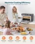 28QT Air Fryer Toaster Oven Combo, Large 12-in-1 Convection Countertop Oven with 3-Layer Cooking, Rotisserie for Chicken, 6 Heating Tubes, Fast Preheat, Fits 11" Pizza, Full Accessories, Sparkle Black