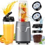 LAMPICK Smoothie Blender, 1100W Personal Blender for Shakes and Smoothies, Blenders and Grinder Combo for Kitchen with 2 * 22 Oz To-Go Cup and Lid for Protein Shake, Baby Food, Frozen Drink