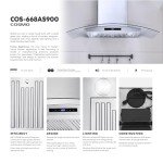 COSMO COS-668AS900 36 in. Vista Collection 380 CFM Ducted Wall Mount Range Hood, Touch Controls, LED Lights, Stainless Steel
