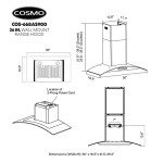 COSMO COS-668AS900 36 in. Vista Collection 380 CFM Ducted Wall Mount Range Hood, Touch Controls, LED Lights, Stainless Steel