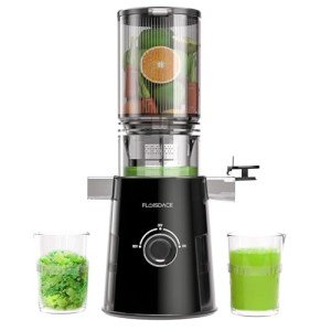 Cold Press Juicer, Slow Masticating Juicer Machines with 5" Feeding Chute Fit Whole Fruits&Vegetables, Stainless Steel Slow Masticating Juicer Easy to Clean, 99.6% Juice Purity, 1.5L Capacity-Black.