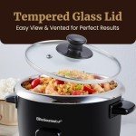 Elite Gourmet ERC006SS 6-Cup Electric Rice Cooker with 304 Surgical Grade Stainless Steel Inner Pot, Makes Soups, Stews, Porridges, Grains and Cereals, 6 cup (3 cups uncooked), Black