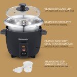 Elite Gourmet ERC006SS 6-Cup Electric Rice Cooker with 304 Surgical Grade Stainless Steel Inner Pot, Makes Soups, Stews, Porridges, Grains and Cereals, 6 cup (3 cups uncooked), Black