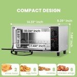 COMFEE' Mini 2-Slice Toaster Oven, Countertop toaster oven, 2-Knobs Easy to Control with Timer for Bake, Broil, Toast, 1000W, Black/White (CO-B08AA(BK))