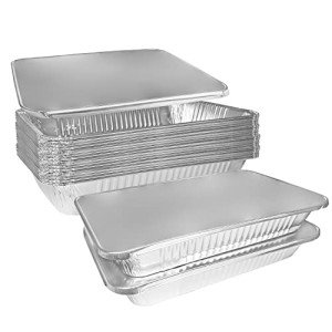 Aluminum Pans 9x13 Disposable Foil Pans Half Size Aluminum Trays with Lids Heavy Duty Steam Table Shallow - Tin Foil Pan, Bakeware, Lasagna Pans, Roasting, Food Storing, Catering, Cake, Oven Pan (500)