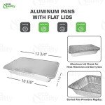 Aluminum Pans 9x13 Disposable Foil Pans Half Size Aluminum Trays with Lids Heavy Duty Steam Table Shallow - Tin Foil Pan, Bakeware, Lasagna Pans, Roasting, Food Storing, Catering, Cake, Oven Pan (500)