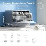 Midea MDC22P2ASS Countertop, Portable Place Settings & 6+2 Washing Cycles. Energy Star Dishwasher, Dish Washer for Dorm, RV& Apartment, Sliver, Silver