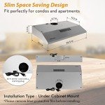 FIREGAS Under Cabinet Range Hood 30 inch, Ducted/Ductless Convertible Kitchen Hood Over Stove Vent, LED Light, 3 Speed Exhaust Fan, Reusable Aluminum Filters, Push Button, with Charcoal Filter