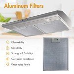 FIREGAS Under Cabinet Range Hood 30 inch, Ducted/Ductless Convertible Kitchen Hood Over Stove Vent, LED Light, 3 Speed Exhaust Fan, Reusable Aluminum Filters, Push Button, with Charcoal Filter