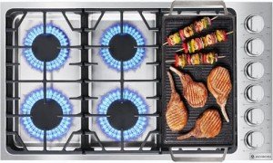 AAOBOSI 36 inch Gas Cooktop, Gas Stovetop with 72,000 BTUs 6 Burners Propane Cooktop, NG/LPG Convertible, Cast Iron Grates Stainless Steel, Ideal Gas Stoves for RV, Kitchen, Home