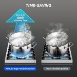 AAOBOSI 36 inch Gas Cooktop, Gas Stovetop with 72,000 BTUs 6 Burners Propane Cooktop, NG/LPG Convertible, Cast Iron Grates Stainless Steel, Ideal Gas Stoves for RV, Kitchen, Home