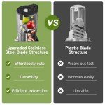 AMZCHEF Cold Press Juicer, Juicers Machines - 5.4" Large Feed Chute for Whole Fruits & Vegetables, Stainless Steel Slow Masticating Juice Easy to Clean, Large Auger, Triple Strainers, Silver